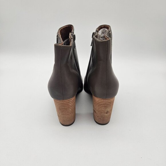 Vionic Kennedy Oyster Gray Leather Ankle Boot Block Heel Womens Sz 6.5 NEW - Picture 5 of 8